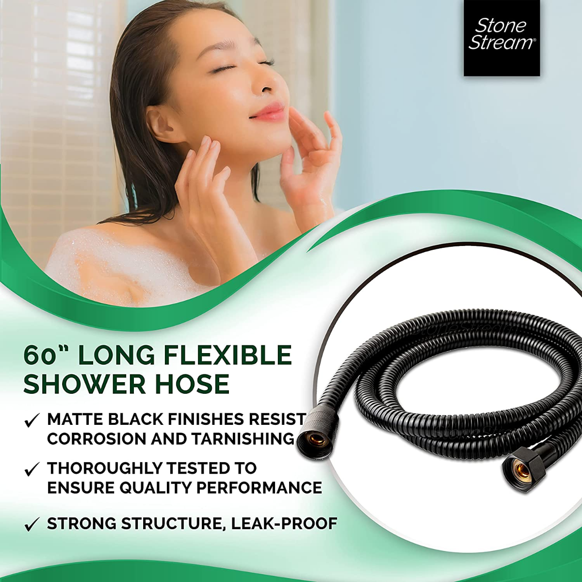 Handdouche met 1,5m doucheslang - Mat Zwart