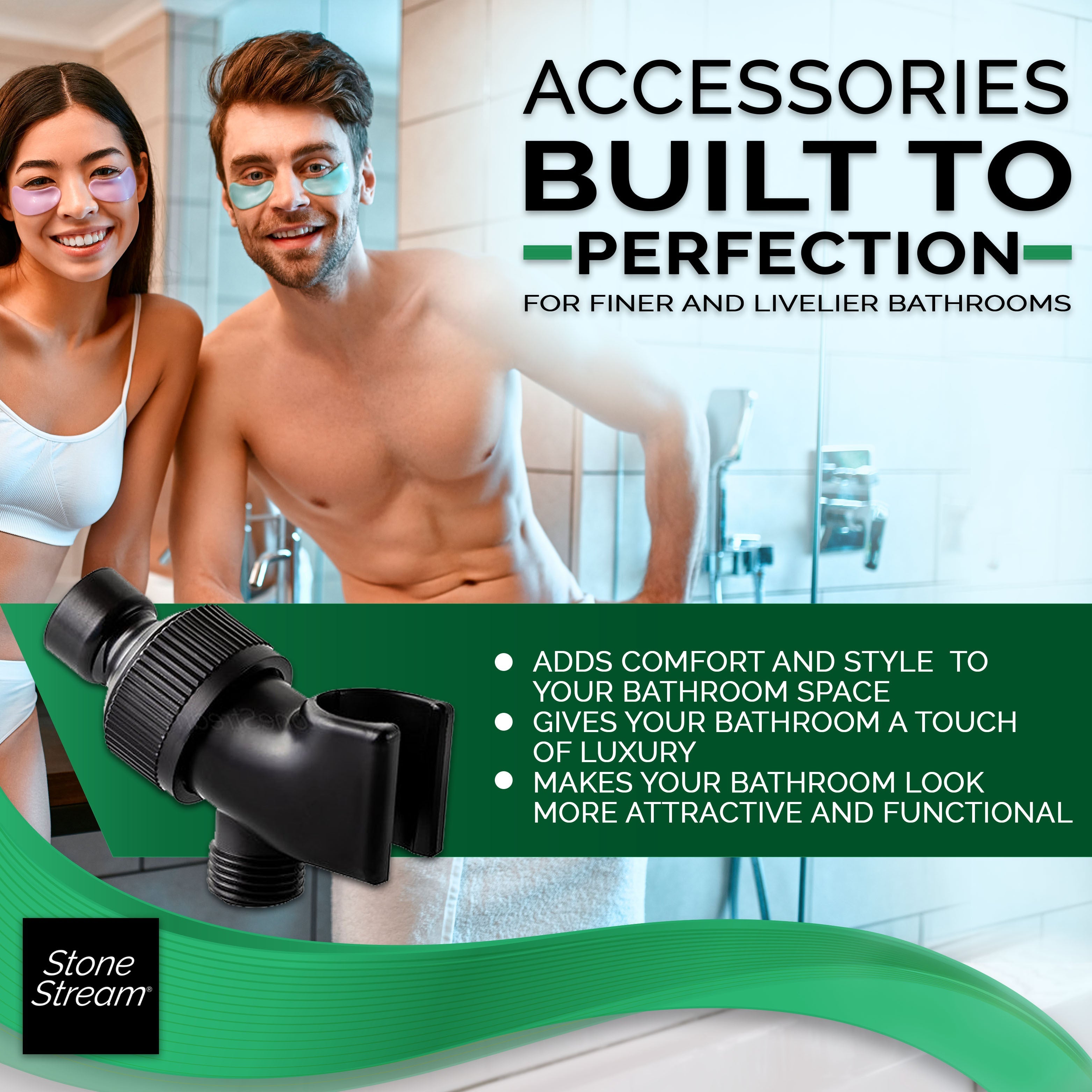 Douche-adapter voor handdouchekoppen - Zwart