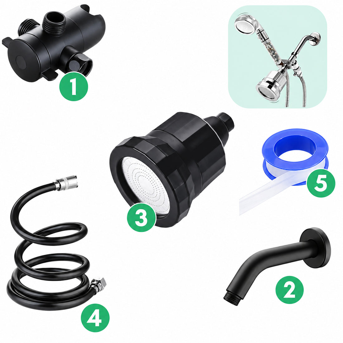 Wall + Hard Water Filter Installatiekit - Zwart