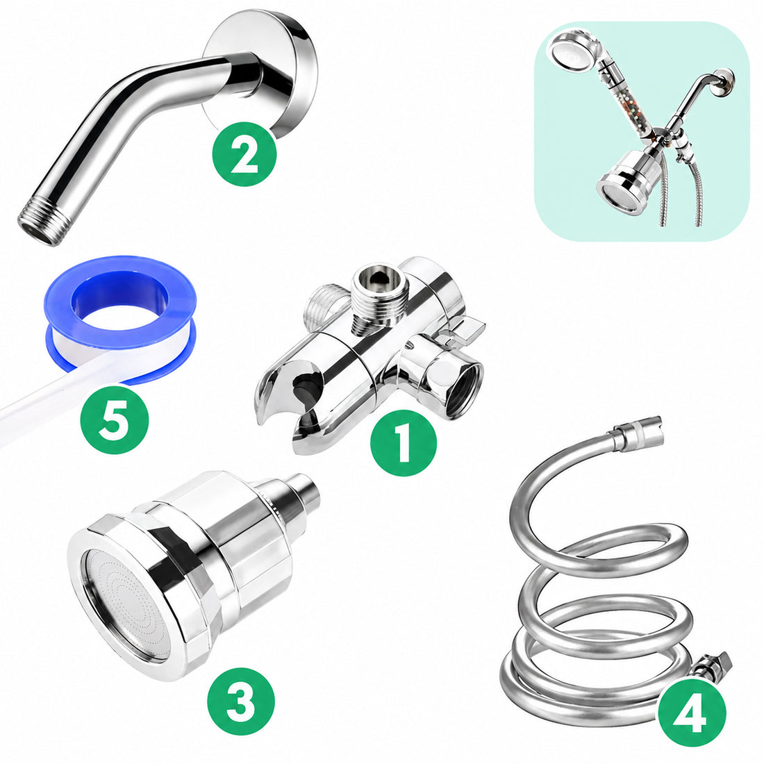 Wand + Hard Water Filter Installatiekit - Chroom