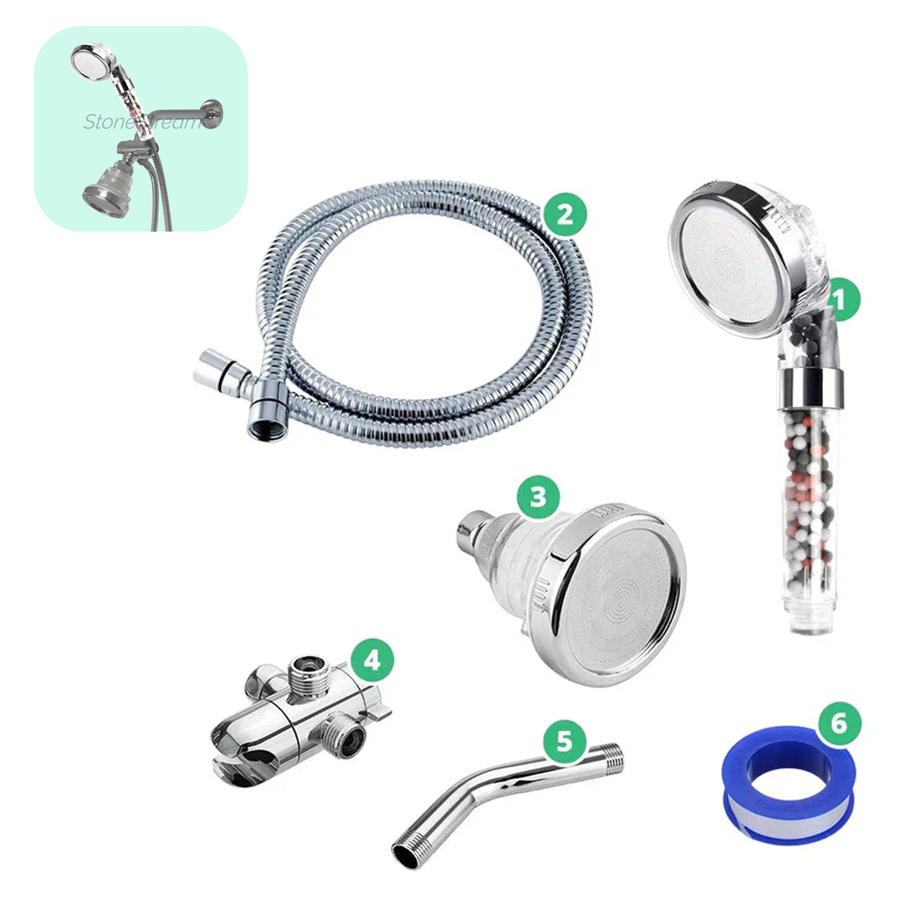 Gefilterde Ionische Ecopower Douchekop voor Elektrische Douche