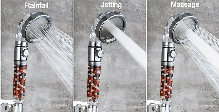 Vergelijking van de StoneStream EcoPower waterbesparende douchekop met standaardmodellen