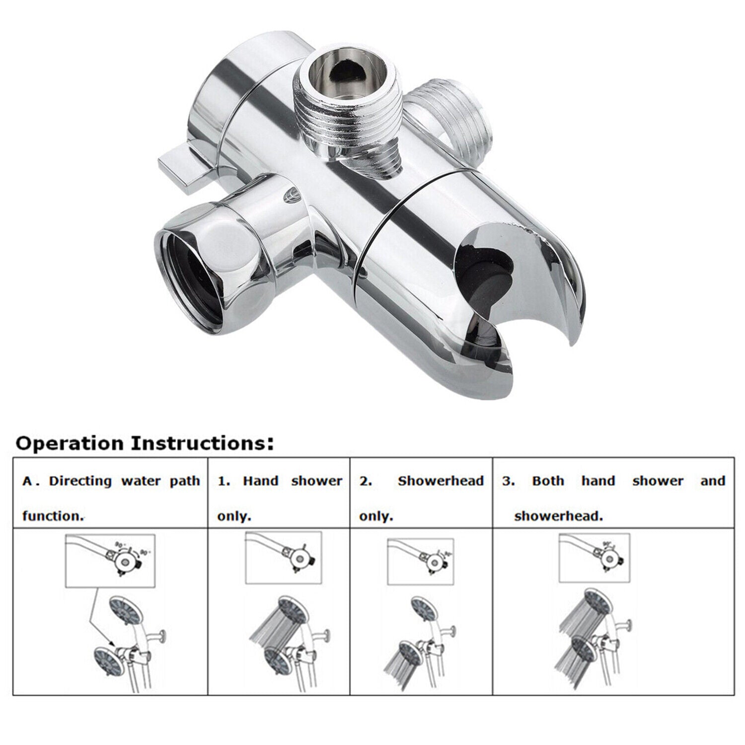 3 -weg douchediverter - Chrome