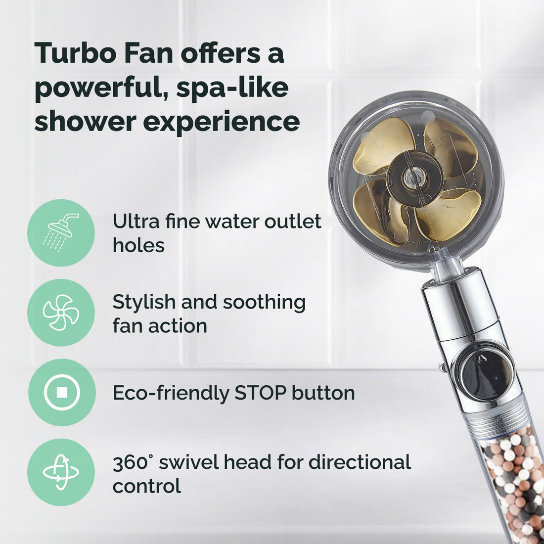 EcoPower Turbo Fan Shower Head